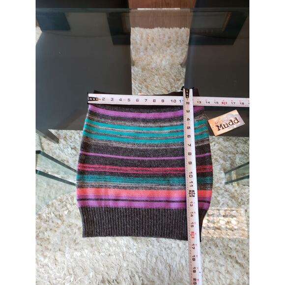 Mudd Women's Knit Sweater Skirt Small Striped Gray Pink Teal Pull-On Stretch - Picture 10 of 10